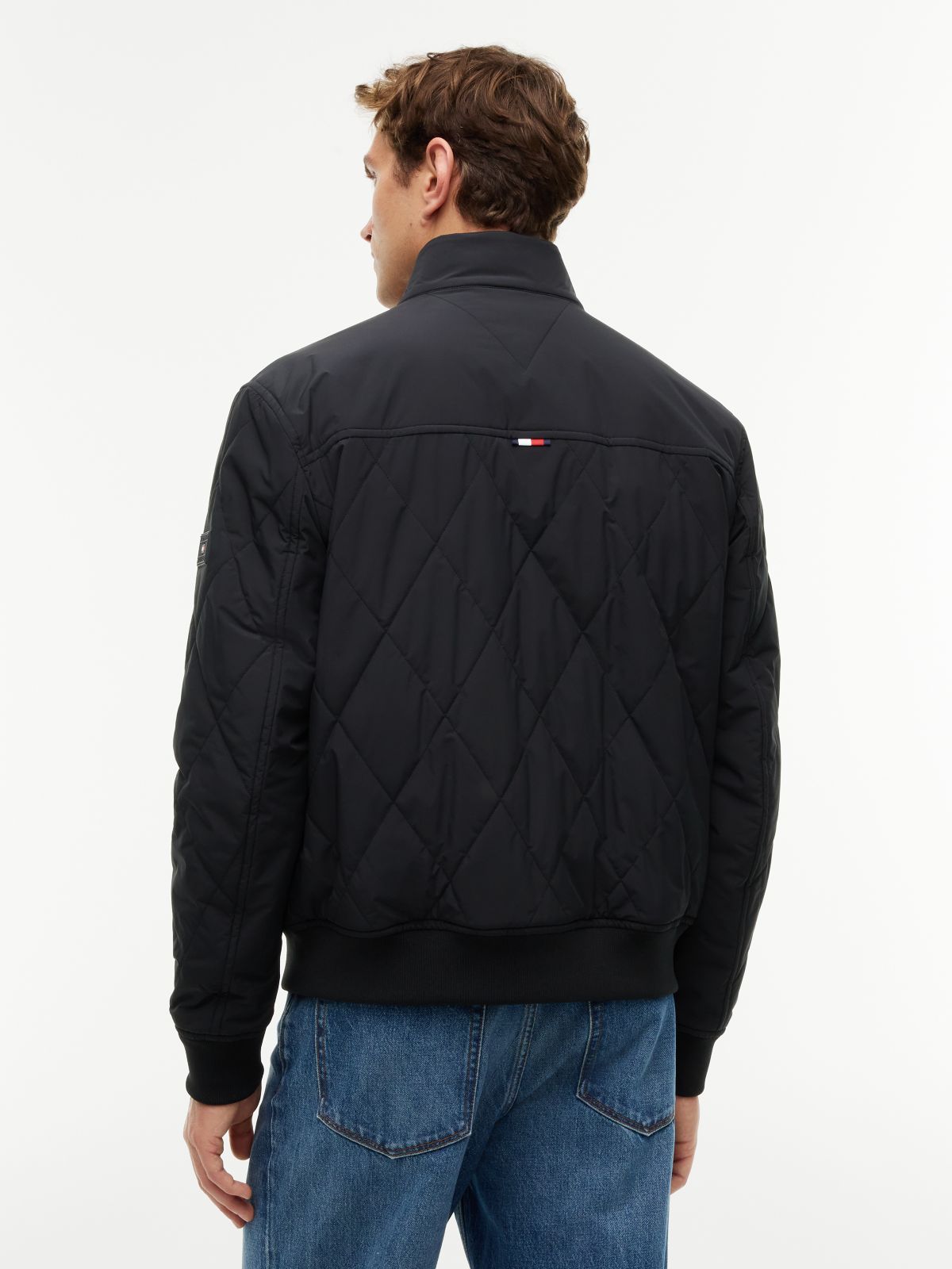 Water Repellent Packable Quilted Harrington Jacket — Black