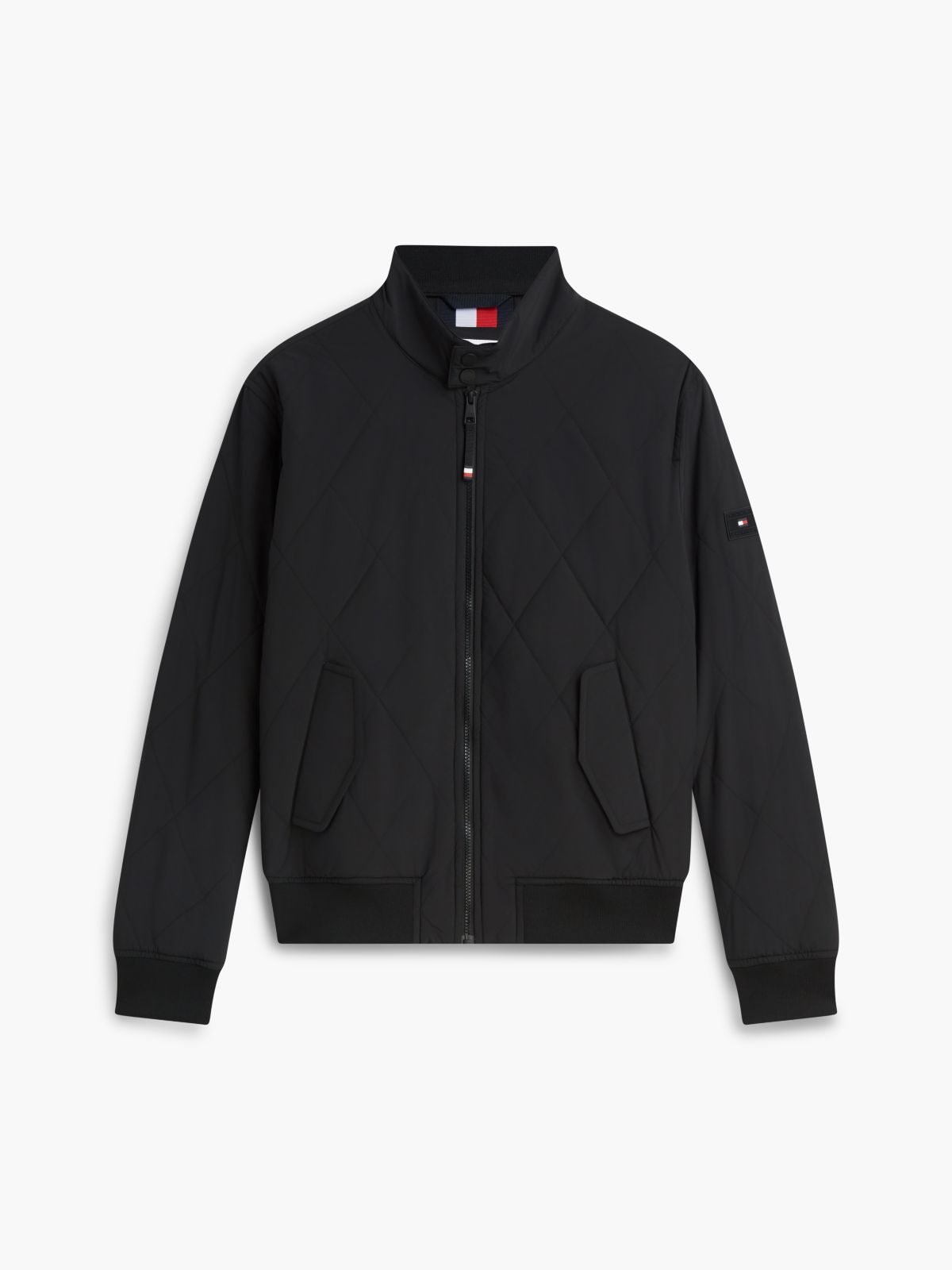 Water Repellent Packable Quilted Harrington Jacket — Black