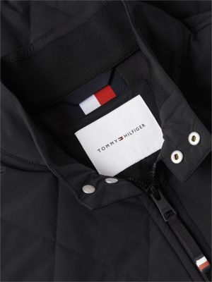 black water repellent packable quilted harrington jacket for men tommy hilfiger