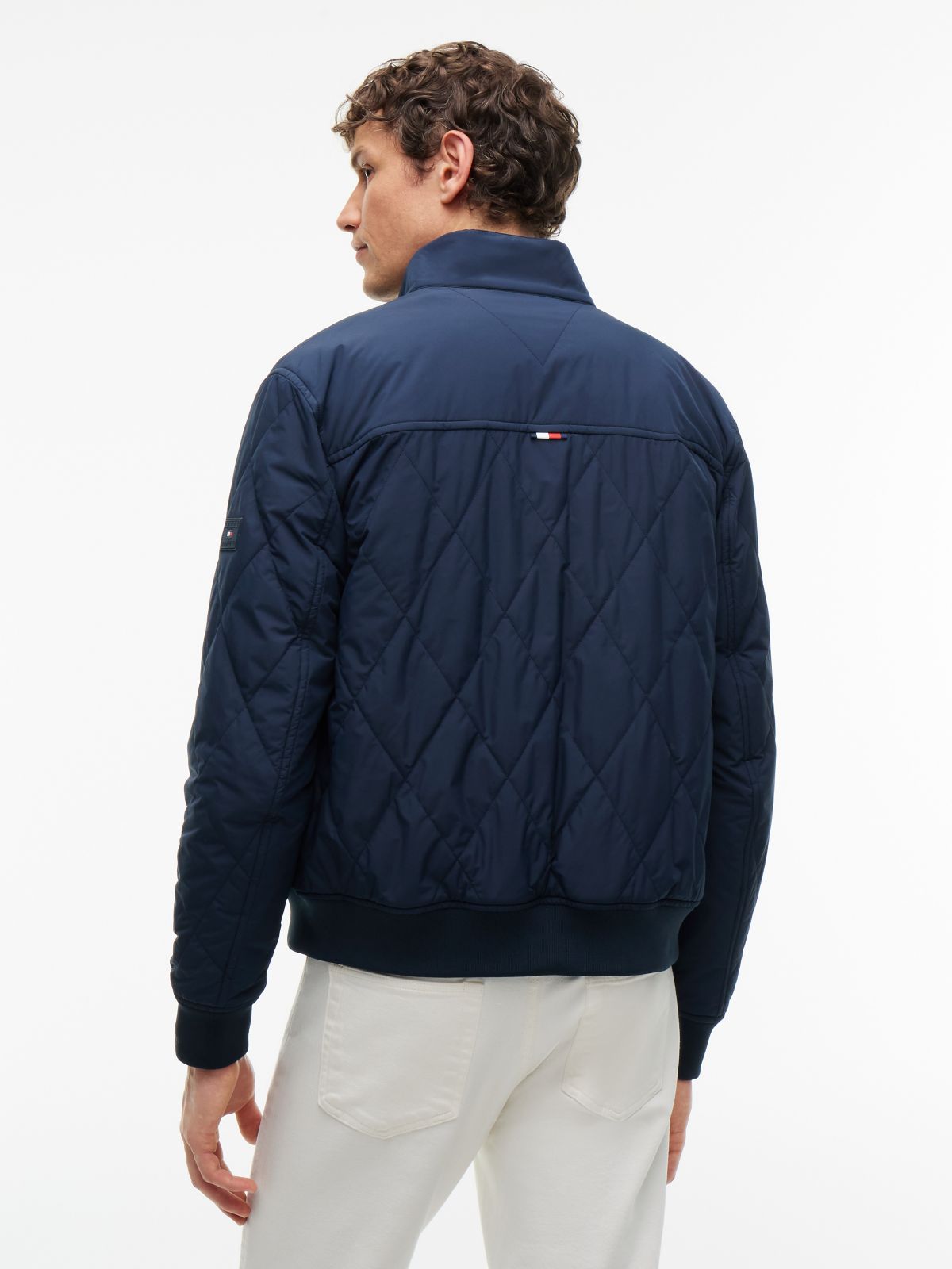 Water Repellent Packable Quilted Harrington Jacket — Blue