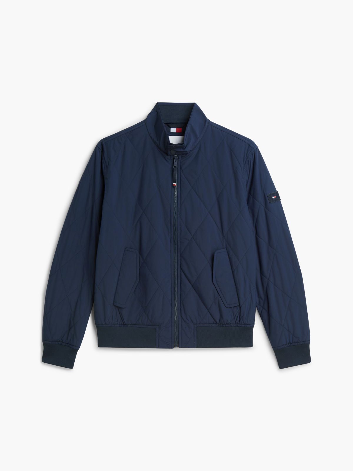 Water Repellent Packable Quilted Harrington Jacket — Blue