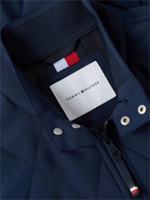 blau verstaubare, wasserabweisende harringtonjacke für herren - tommy hilfiger