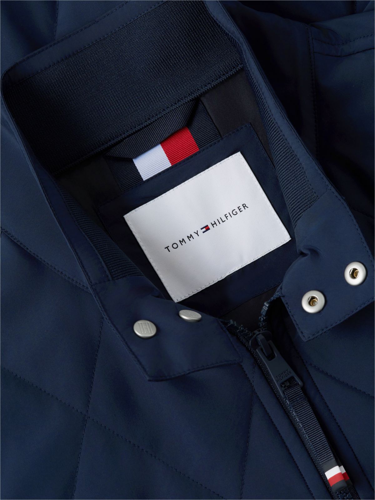 Water Repellent Packable Quilted Harrington Jacket — Blue