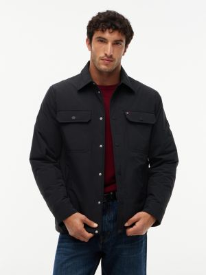 black packable lightweight shirt jacket for men tommy hilfiger