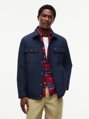 blue packable lightweight shirt jacket for men tommy hilfiger