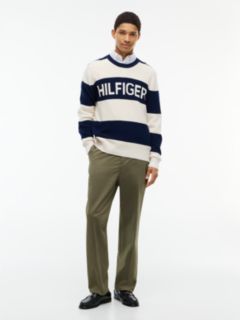 Intarsia Logo Waffle Knit Relaxed Jumper — Blue 2