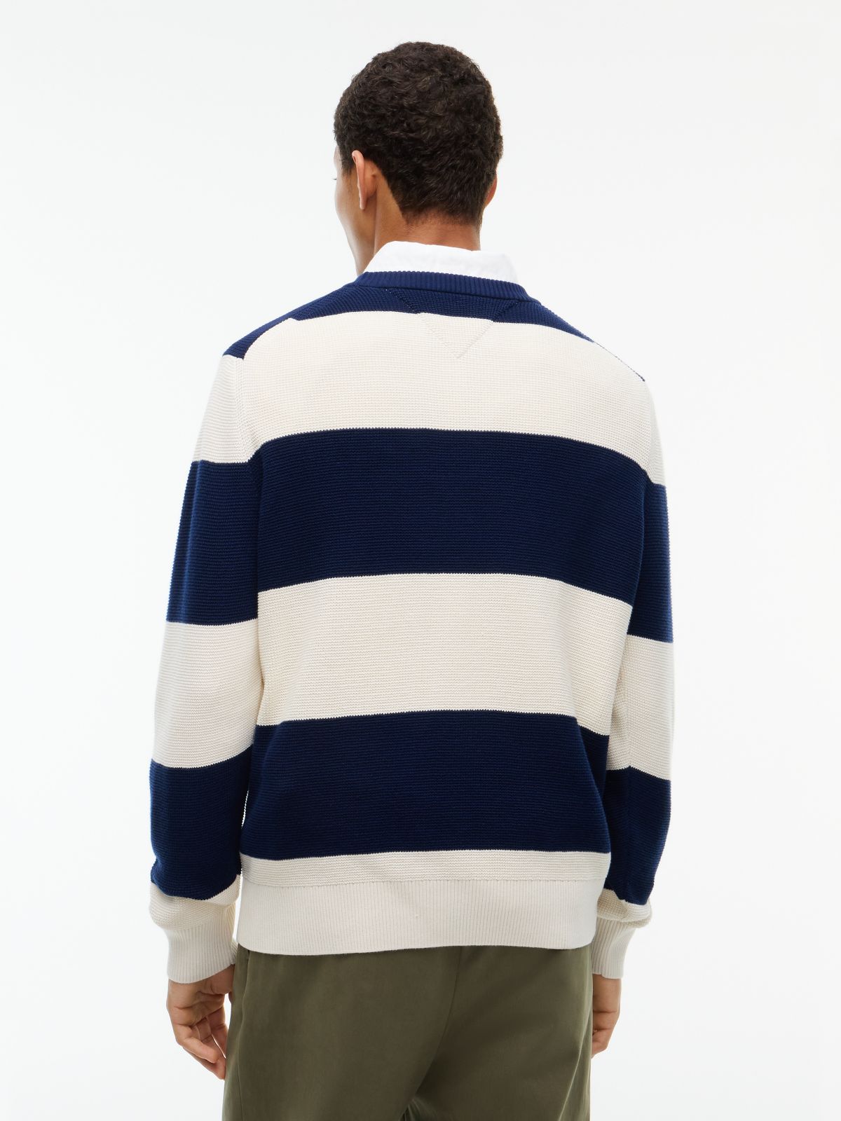 Intarsia Logo Waffle Knit Relaxed Jumper — Blue