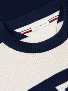 Intarsia Logo Waffle Knit Relaxed Jumper — Blue 6