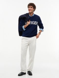 Intarsia Logo Waffle Knit Relaxed Jumper — Blue 2