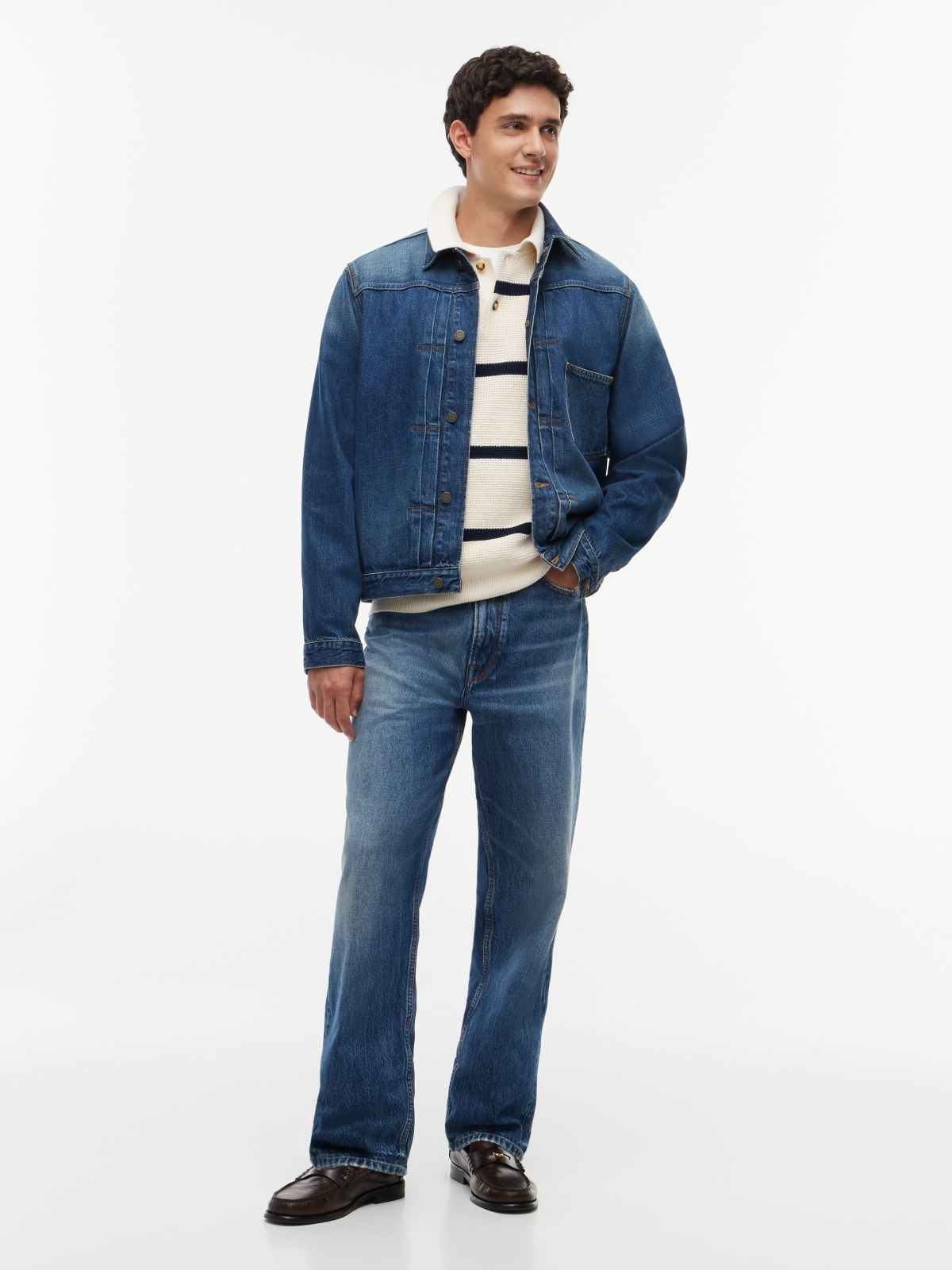 Waffle Knit Relaxed Rugby Jumper — White