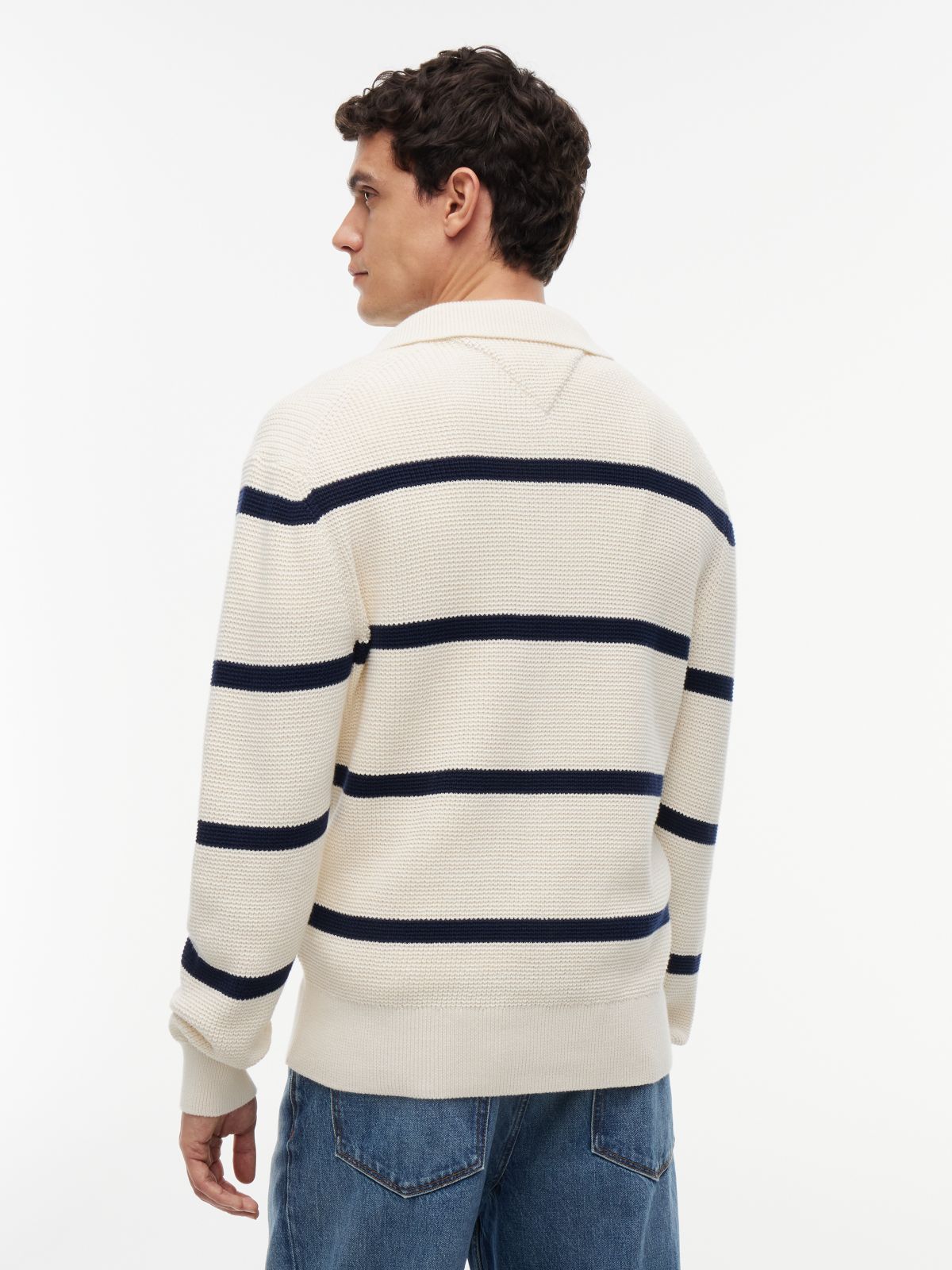 Waffle Knit Relaxed Rugby Jumper — White