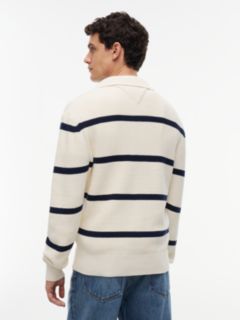 Waffle Knit Relaxed Rugby Jumper — White 4
