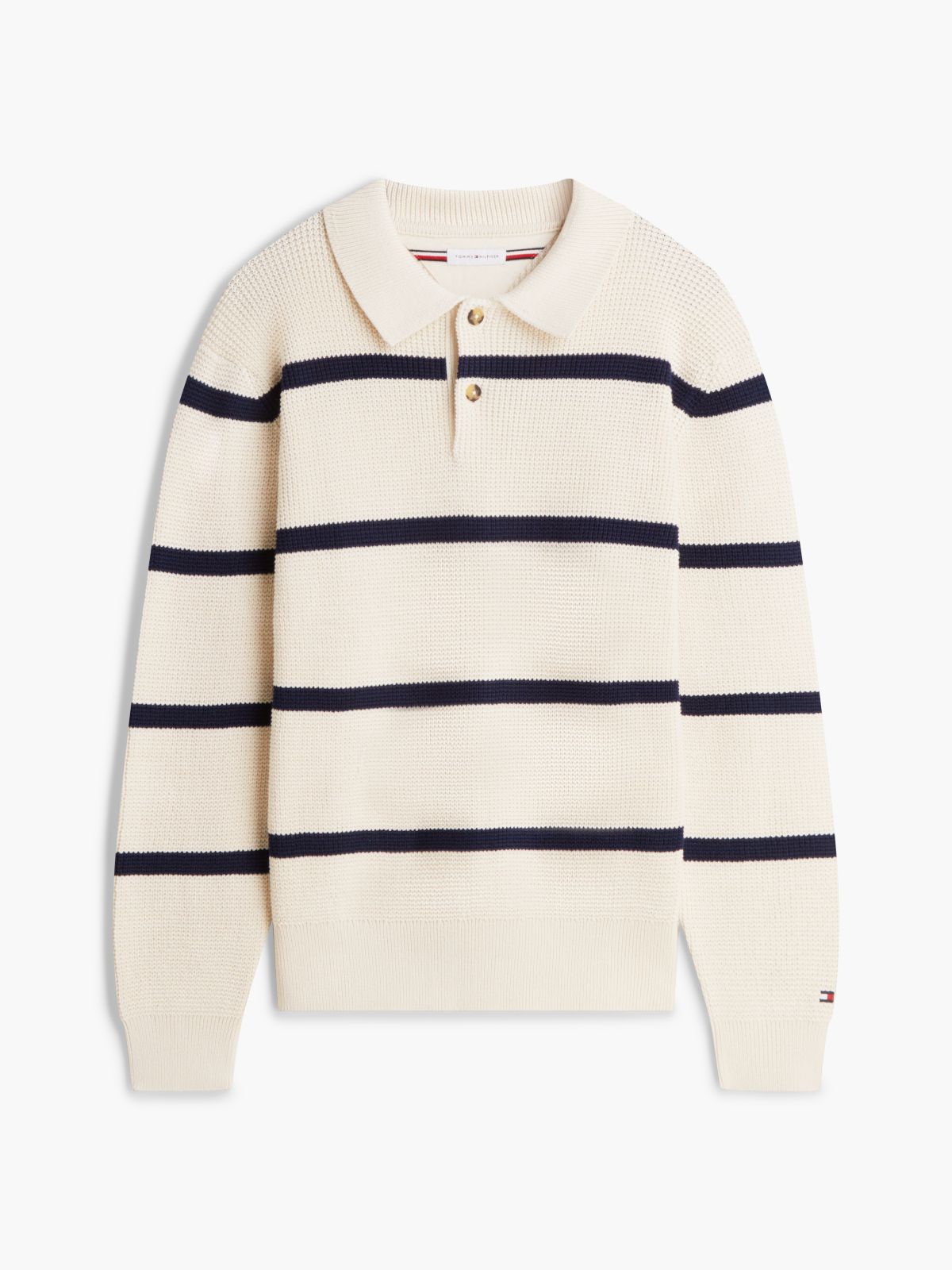 Waffle Knit Relaxed Rugby Jumper — White