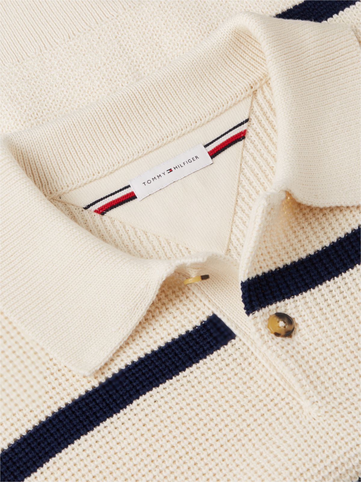 Waffle Knit Relaxed Rugby Jumper — White