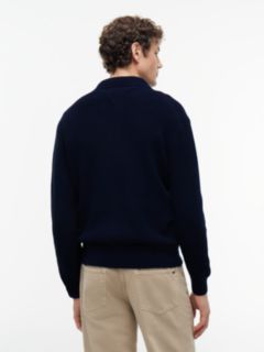 Waffle Knit Relaxed Rugby Jumper — Blue 4