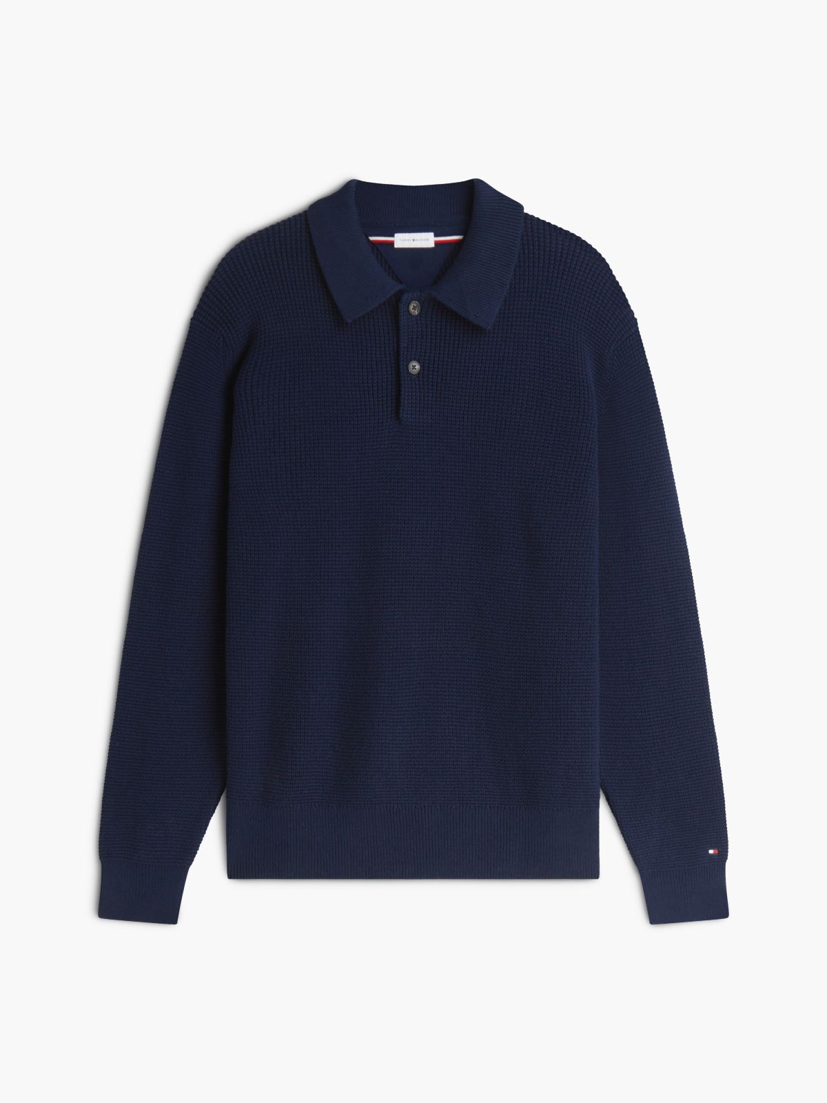 Waffle Knit Relaxed Rugby Jumper — Blue