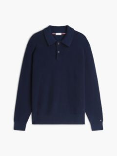Waffle Knit Relaxed Rugby Jumper — Blue 5
