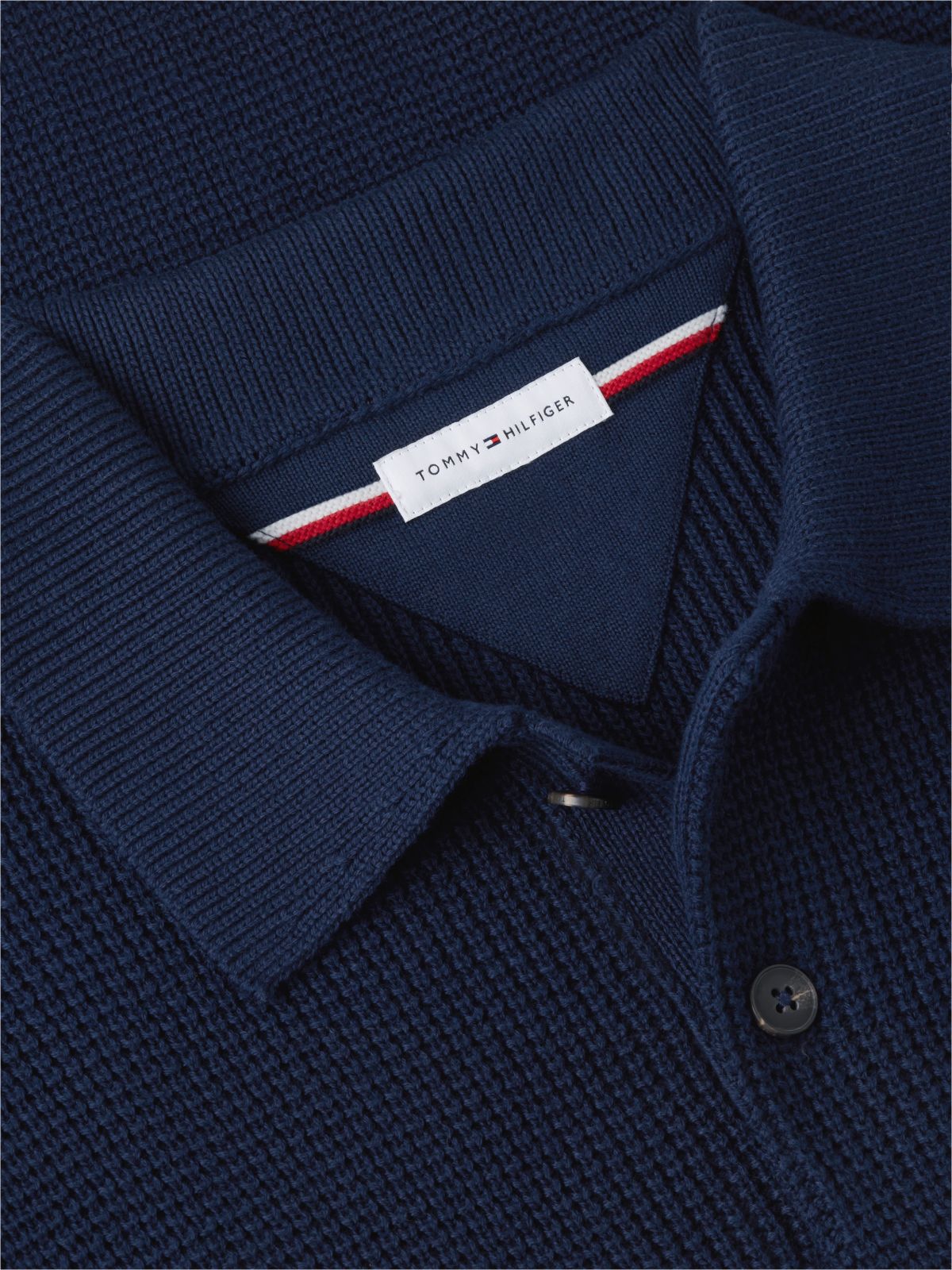 Waffle Knit Relaxed Rugby Jumper — Blue