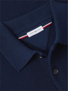 Waffle Knit Relaxed Rugby Jumper — Blue 6