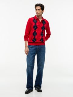 Flag Embroidery Argyle Polo Jumper — Red 2