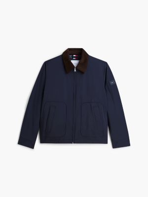 blue padded ripstop zip-thru ivy jacket for men tommy hilfiger