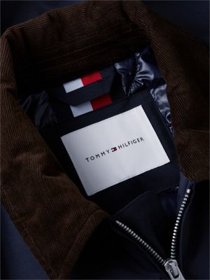blue padded ripstop zip-thru ivy jacket for men tommy hilfiger