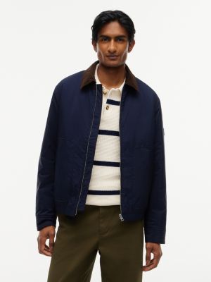 blue padded ripstop zip-thru ivy jacket for men tommy hilfiger