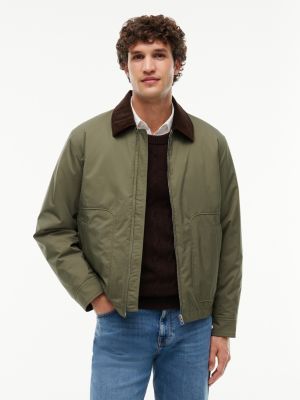 green wattierte ivy ripstop-jacke mit reißverschluss für herren - tommy hilfiger