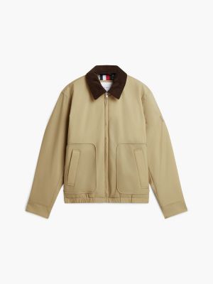 khaki wattierte ivy ripstop-jacke mit reißverschluss für herren - tommy hilfiger