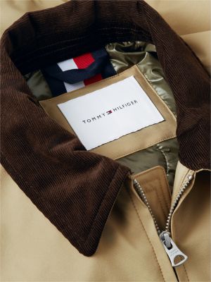 khaki padded ripstop zip-thru ivy jacket for men tommy hilfiger