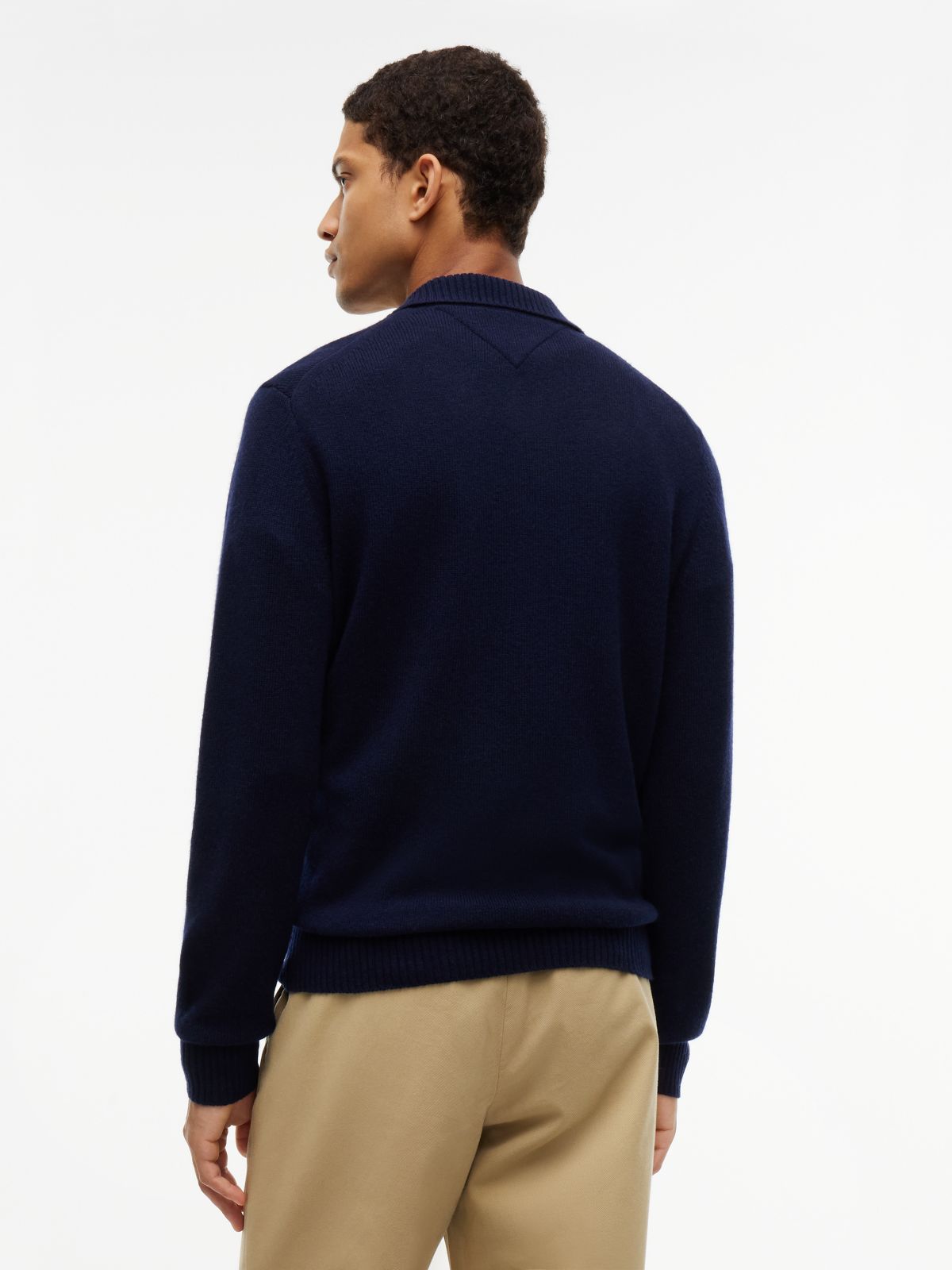 Pure Lambswool Polo Jumper — Blue