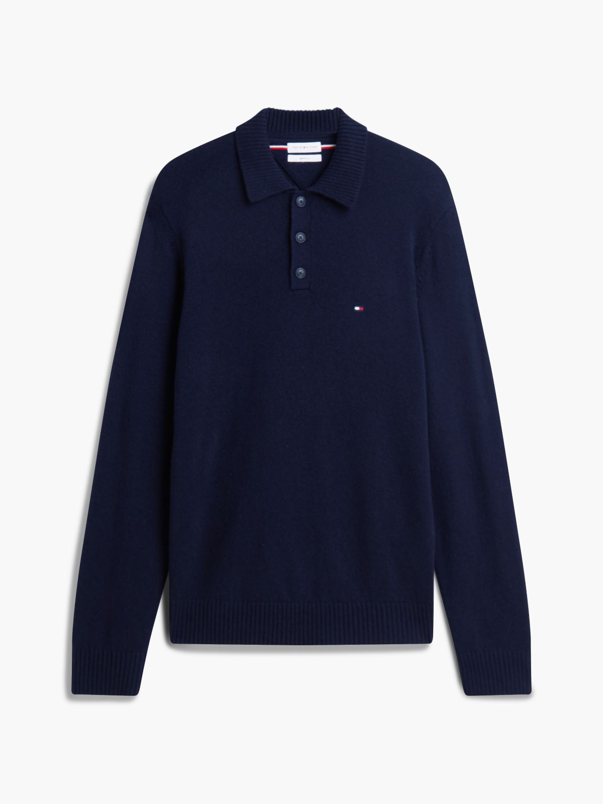 Pure Lambswool Polo Jumper — Blue