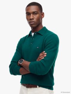 Pure Lambswool Polo Jumper — Green 2