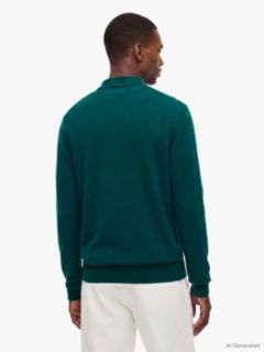 Pure Lambswool Polo Jumper — Green 3