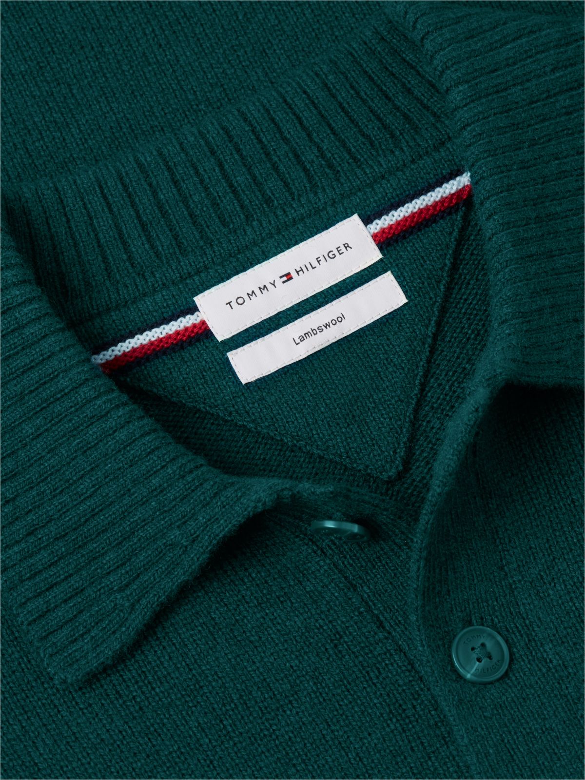 Pure Lambswool Polo Jumper — Green