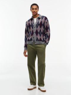 Argyle Relaxed Cardigan With Alpaca — Grey 2