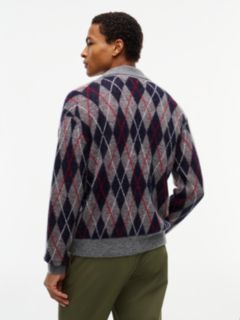Argyle Relaxed Cardigan With Alpaca — Grey 4