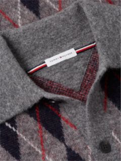 Argyle Relaxed Cardigan With Alpaca — Grey 6