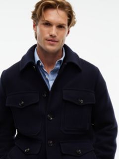 Wool Blend Four Pocket Jacket With Cashmere — Blue 4