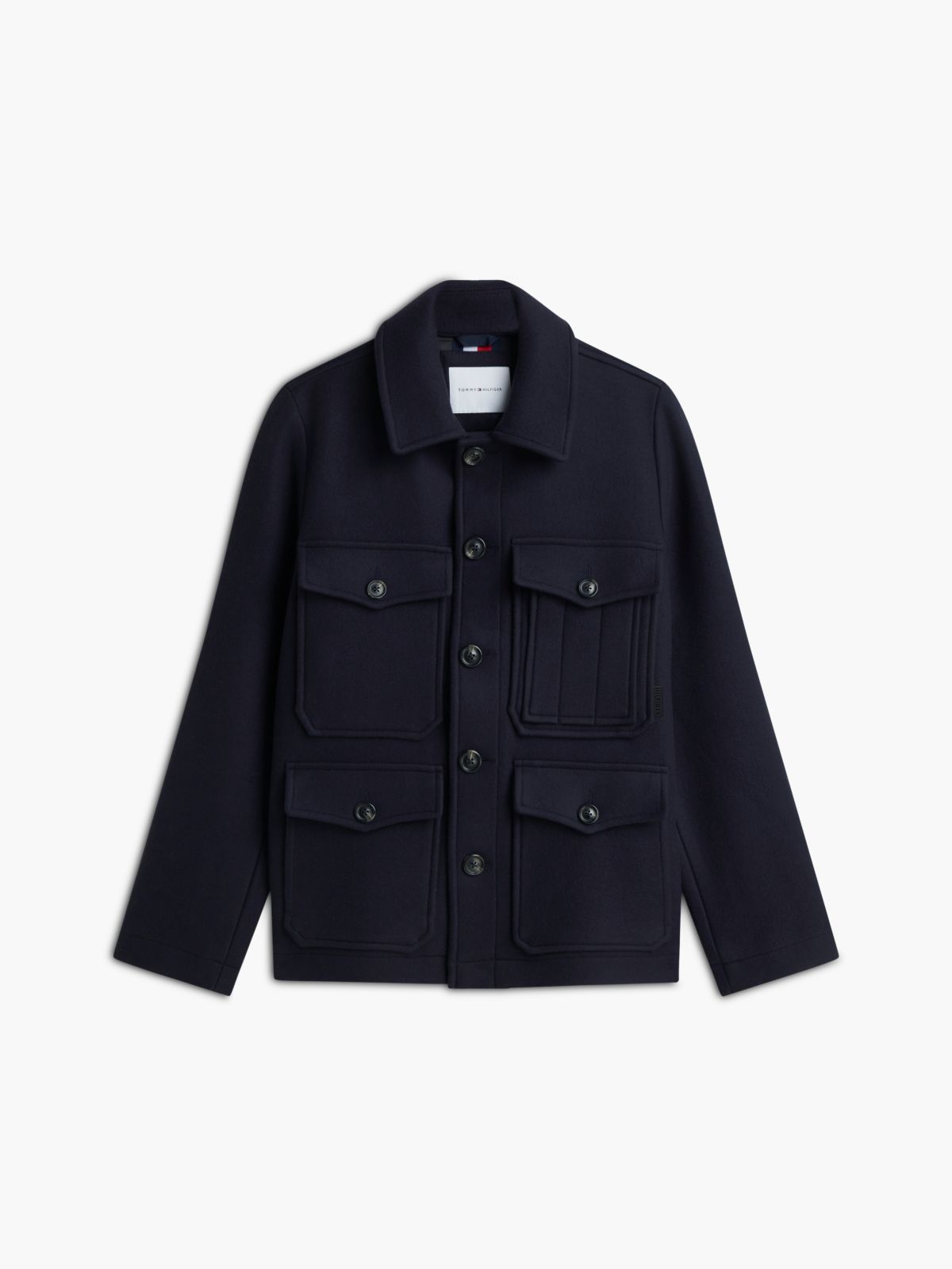 Wool Blend Four Pocket Jacket With Cashmere — Blue