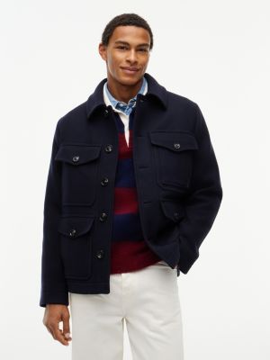 blue wool blend four pocket jacket with cashmere for men tommy hilfiger
