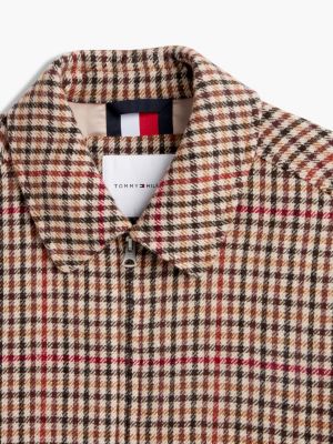 brown pure wool check ivy jacket for men tommy hilfiger