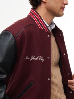 Wool Blend Varsity Jacket With Cashmere — Brown 5