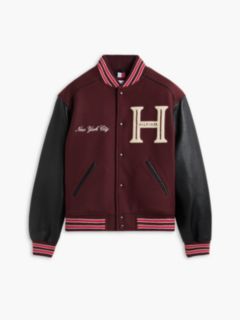 Wool Blend Varsity Jacket With Cashmere — Brown 7