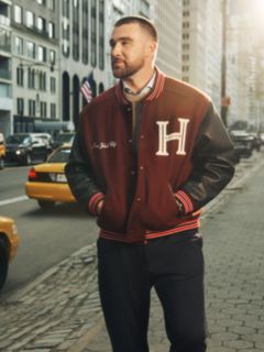 Wool Blend Varsity Jacket With Cashmere — Brown 8