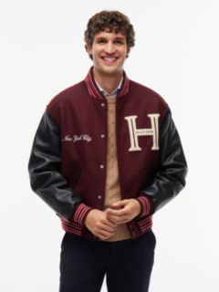 Wool Blend Varsity Jacket With Cashmere — Brown 1