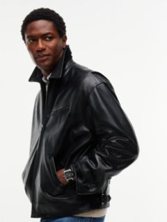Textured Leather Relaxed Zip-Thru Jacket — Black 4