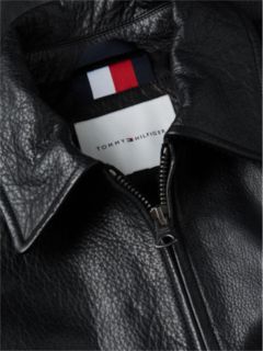 Textured Leather Relaxed Zip-Thru Jacket — Black 8