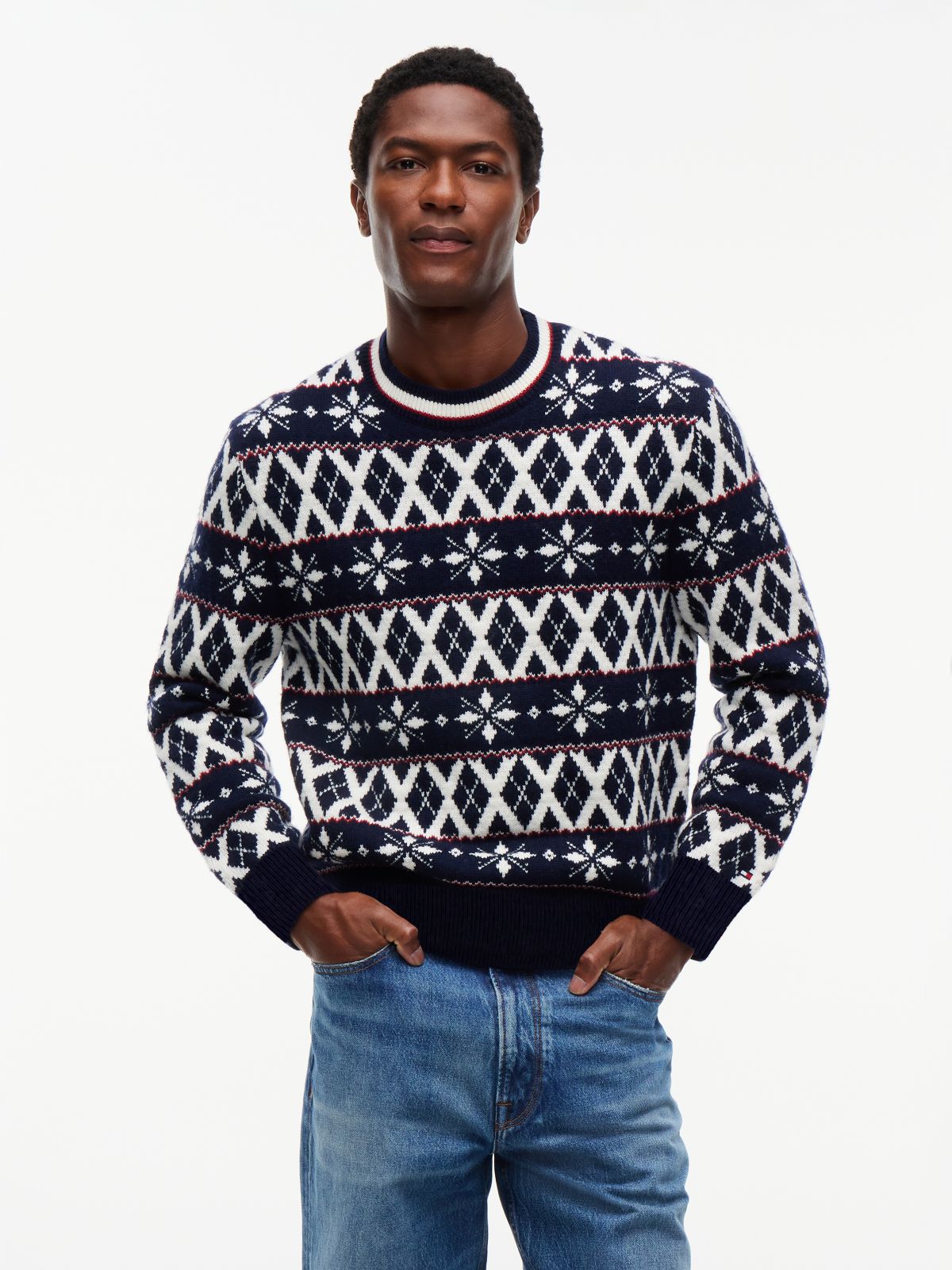 Fair Isle Wool Blend Jumper — Blue