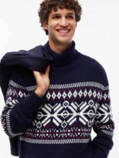 Wool Blend Roll Neck Fair Isle Jumper — Blue 4